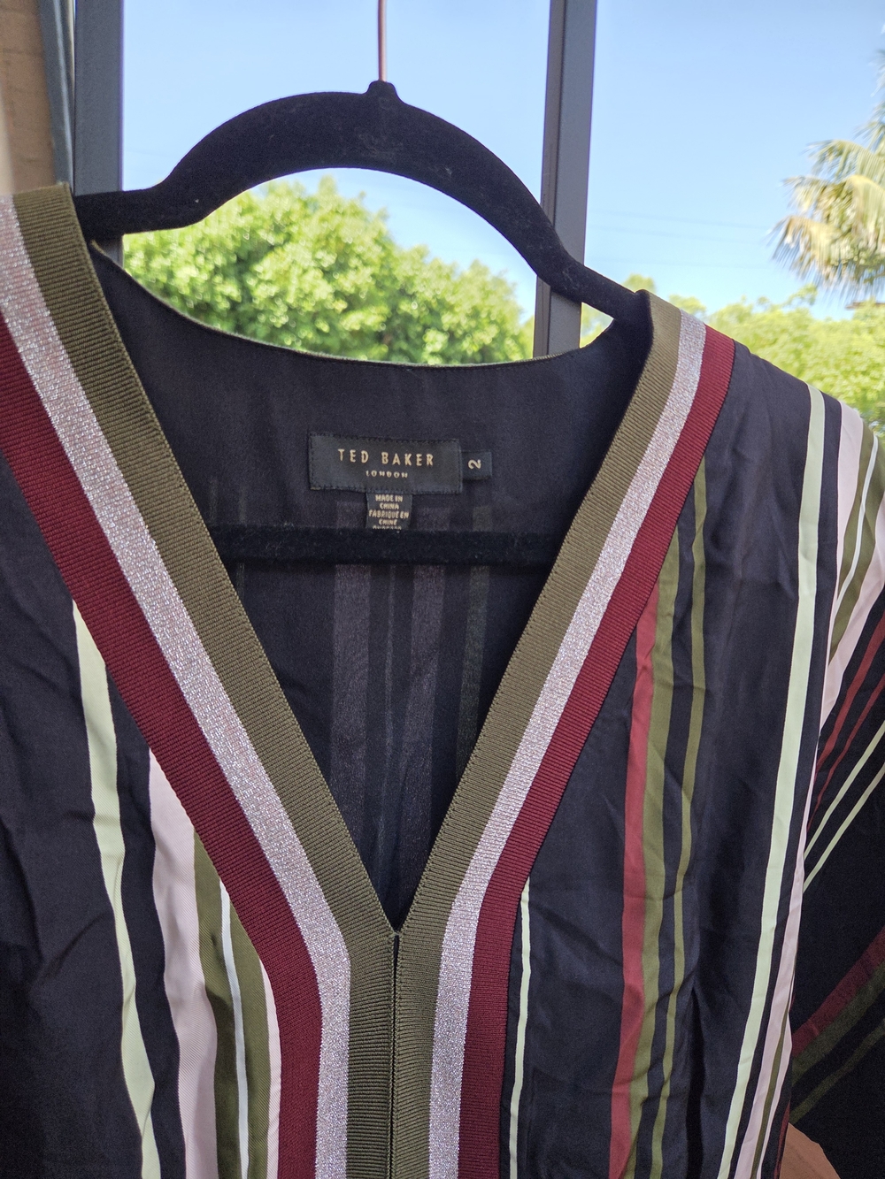 Ted Baker Safiiya Short Sleeve Striped Midi Dress (Size 2)
